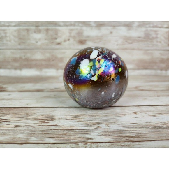 Tom St Clair 1994 Studio Glass Iridescent Speckle Abstract Paperweight Galaxy 3" - Picture 4 of 11